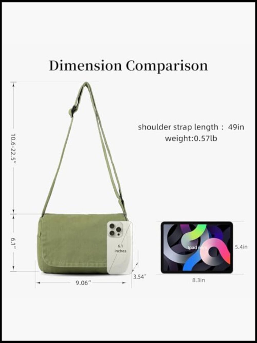 Small Canvas Crossbody Bag Cute Mini Messenger Purse Adjustable Strap - Picture 3 of 7